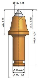 Round Shank Cutter Bit Trencher Tip B3ks22