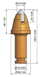 Round Shank Cutter Bit Trencher Tip Bg22f-15.3846
