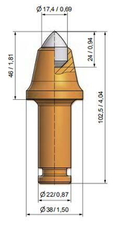 Round Shank Cutter Bit Trencher Tip B1-17ks22