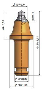 Round Shank Cutter Bit Trencher Tip Bg22f-65.3846