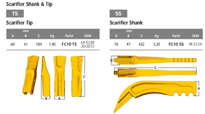 Dozer Scarifier Tip FC10 TS 6Y-5230 2D-5572