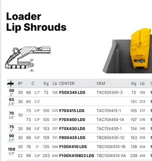 TBC100X410-6RA F100X410B22 LDSRH Loader Lip Shrouds